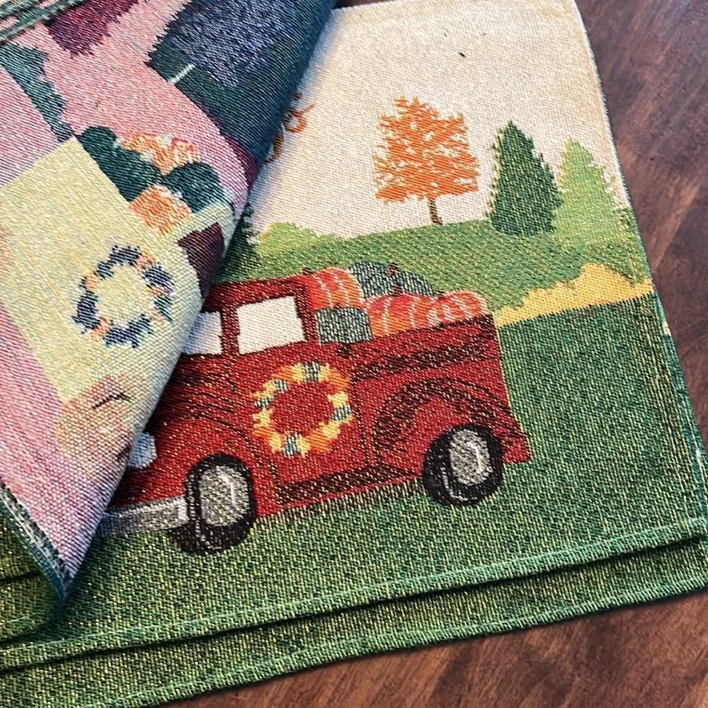 Home Collection Set of 4 Tapestry Cotton Blend Placemats “Harvest Blessings”